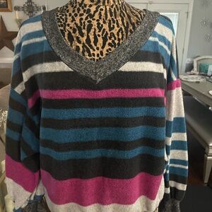 Promesa Multicolor Striped V-Neck Sweater